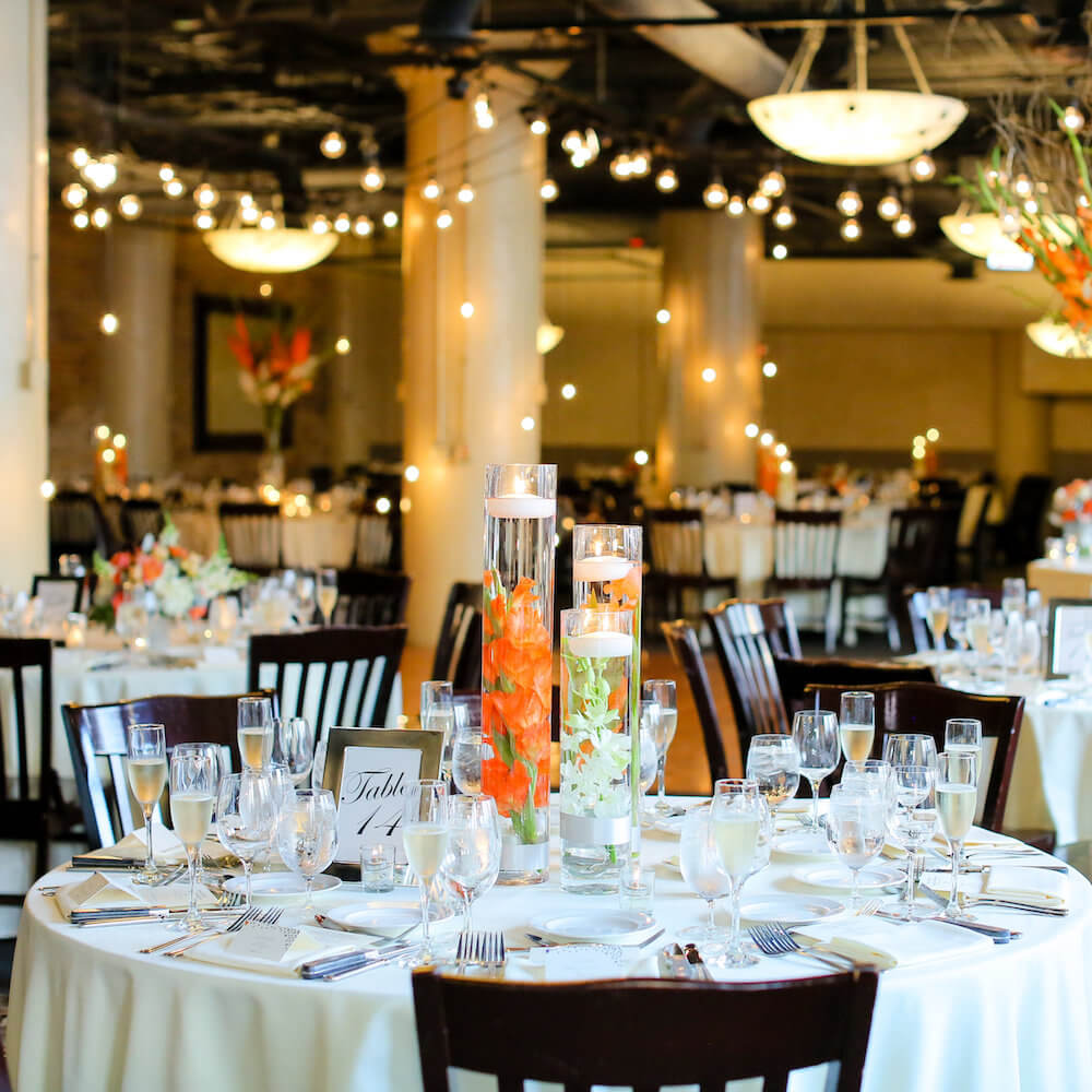 event setting in a large ballroom