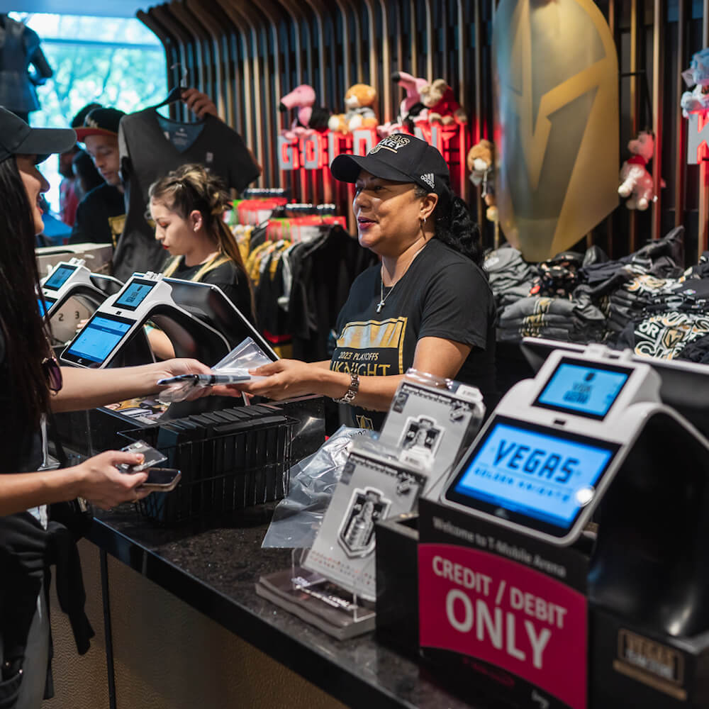 woman selling las vegas golden knights merch