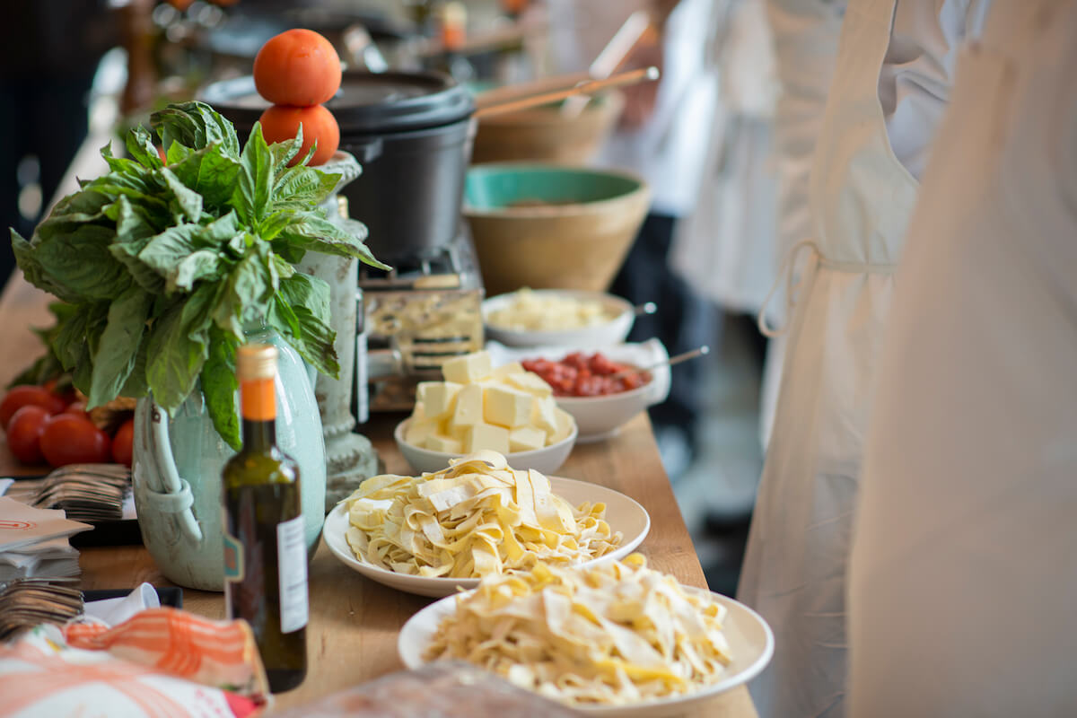 fresh pasta on a table