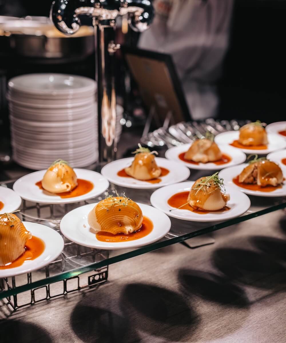 plated stuffed pasta shells waiting to be served