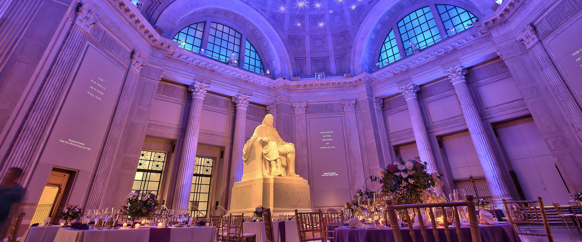 tables set up in a historical venue - desktop version